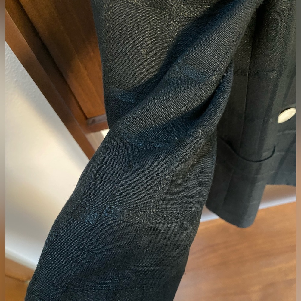 VTG Saville Black Checked Double Breasted Blazer w/White Buttons (Size:6p) - Picture 16 of 16